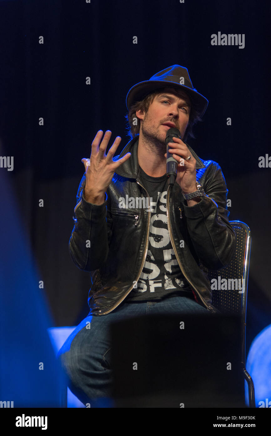 Bonn, Germany, 24 Mar 2018. Actor Ian Somerhalder (The Vampire Diaries, LOST, Smallville), talking about his Foundation at MagicCon, a three-day (March 23-25 2018) fantasy & mystery fan convention. Credit: Markus Wissmann/Alamy Live News Stock Photo