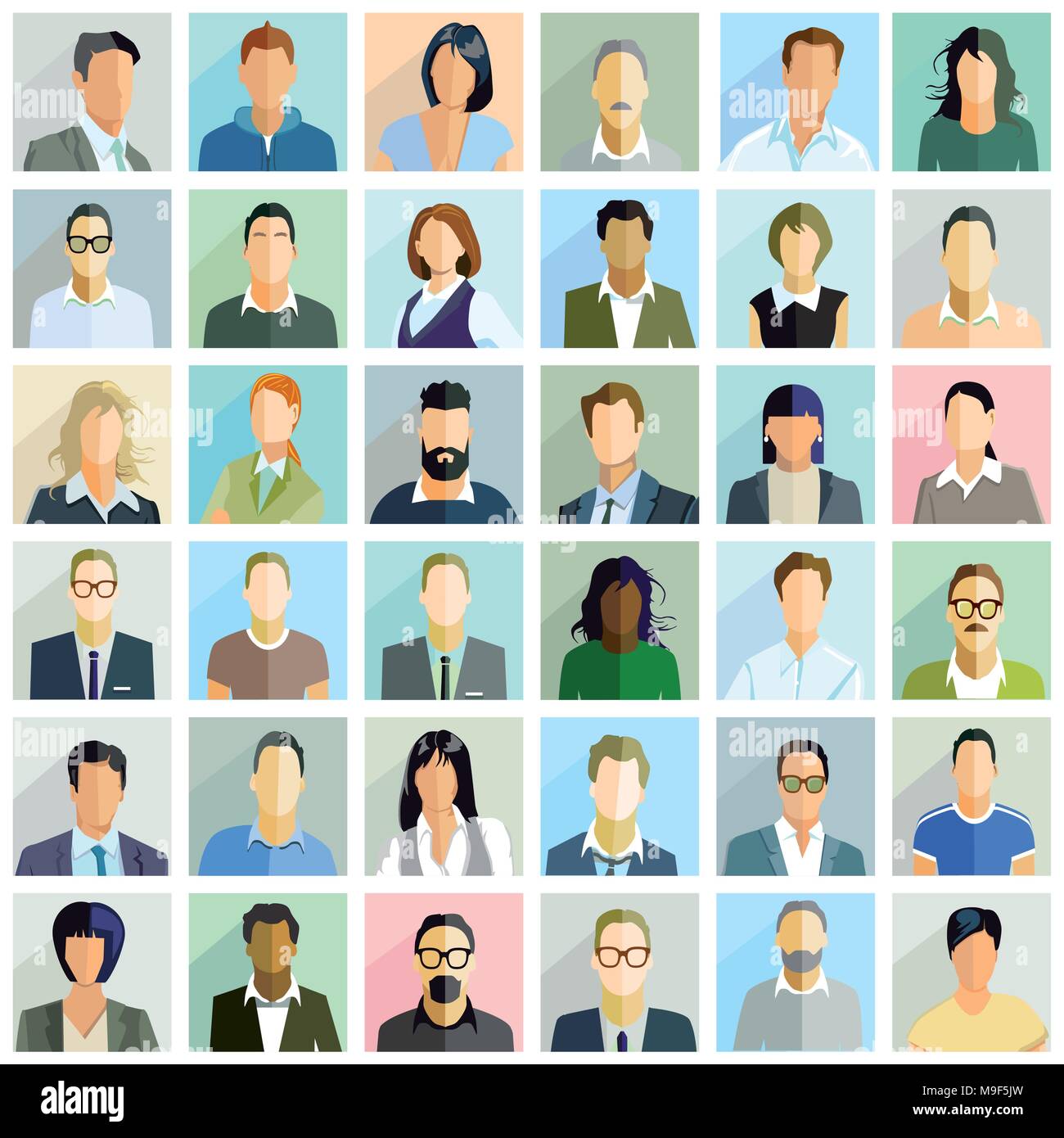 Group people portrait, illustration Stock Vector