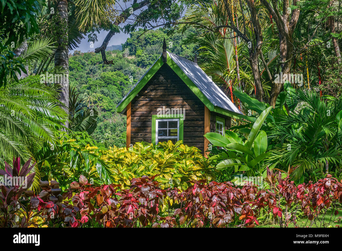 Hut In The Garden Romney Manor ST. Kitts West Indies Stock Photo