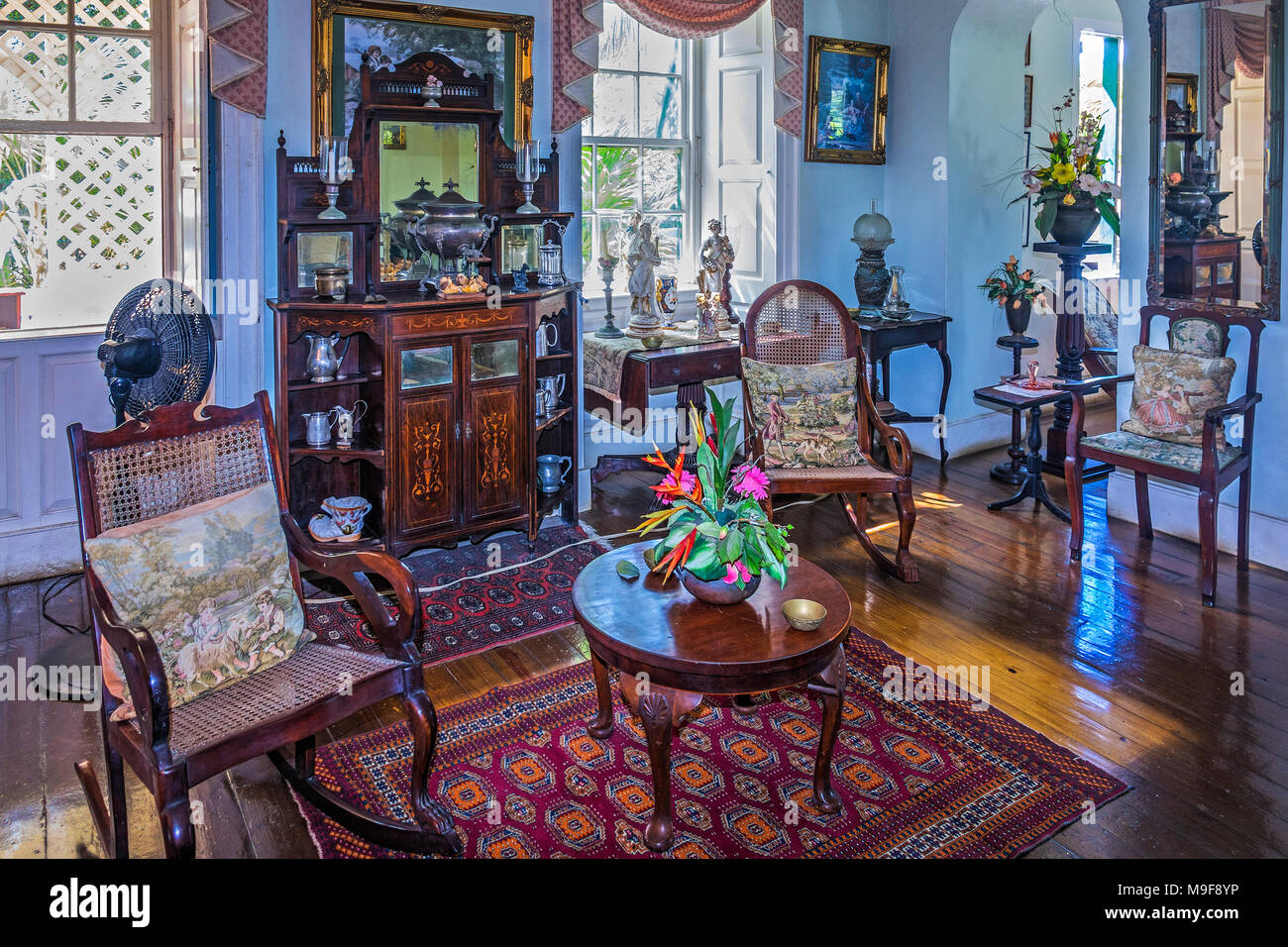 Living Room, Sunbury Plantation House, Barbados,West Indies Stock Photo