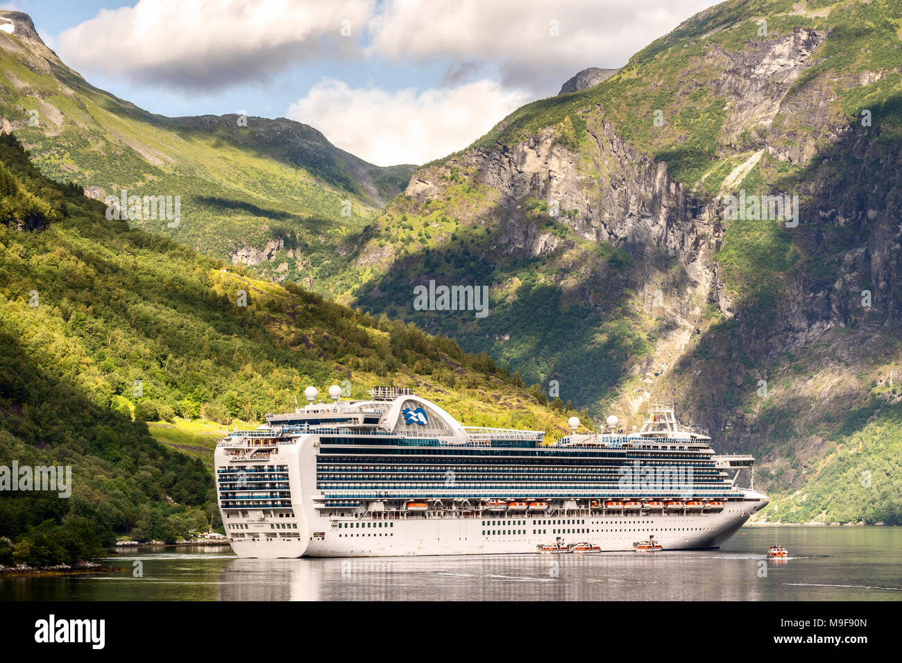 Ship Crown Princess At Geiranger Fjord Norway Stock Photo