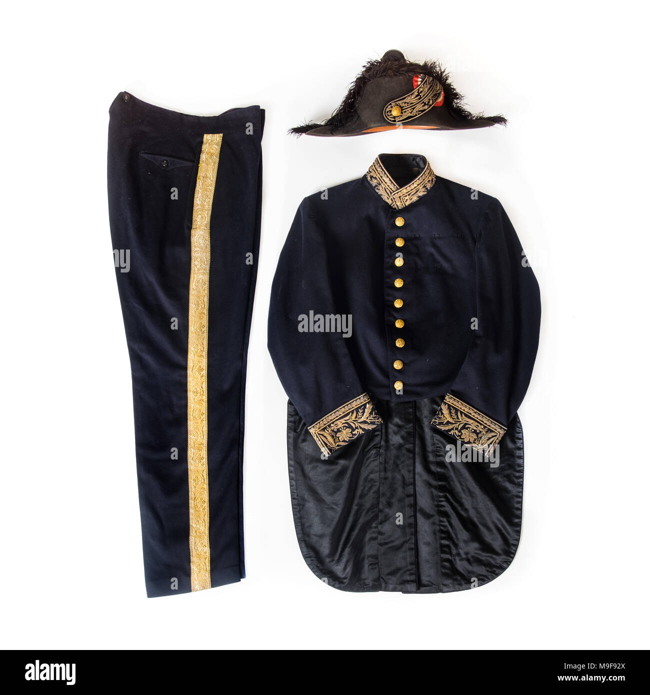 Antique 19th century (c.1895) French Diplomatic Officer's uniform with bicorne hat Stock Photo