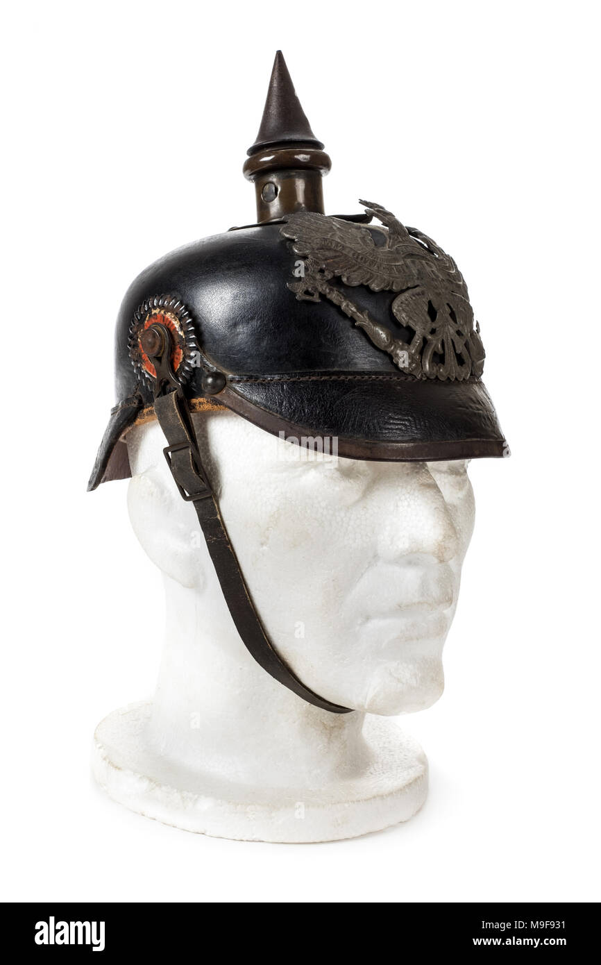 WW1 German Imperial Pickelhaube (spiked) helmet, recovered from a German  infantryman near Villers-Bretonneux, France in 1918 Stock Photo - Alamy