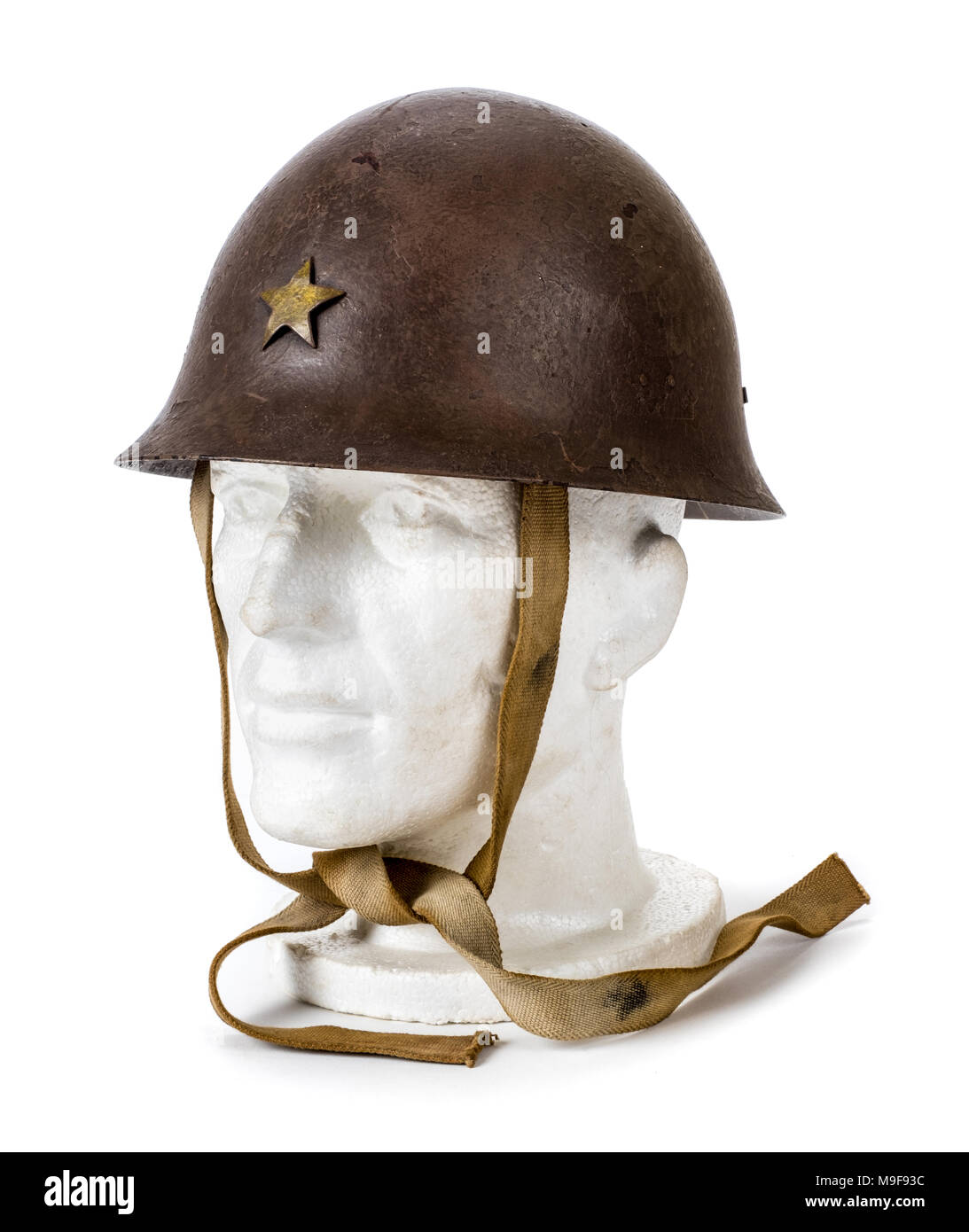 WW2 Japanese 'Type 90' steel combat helmet featuring the Infantry Star on the front Stock Photo