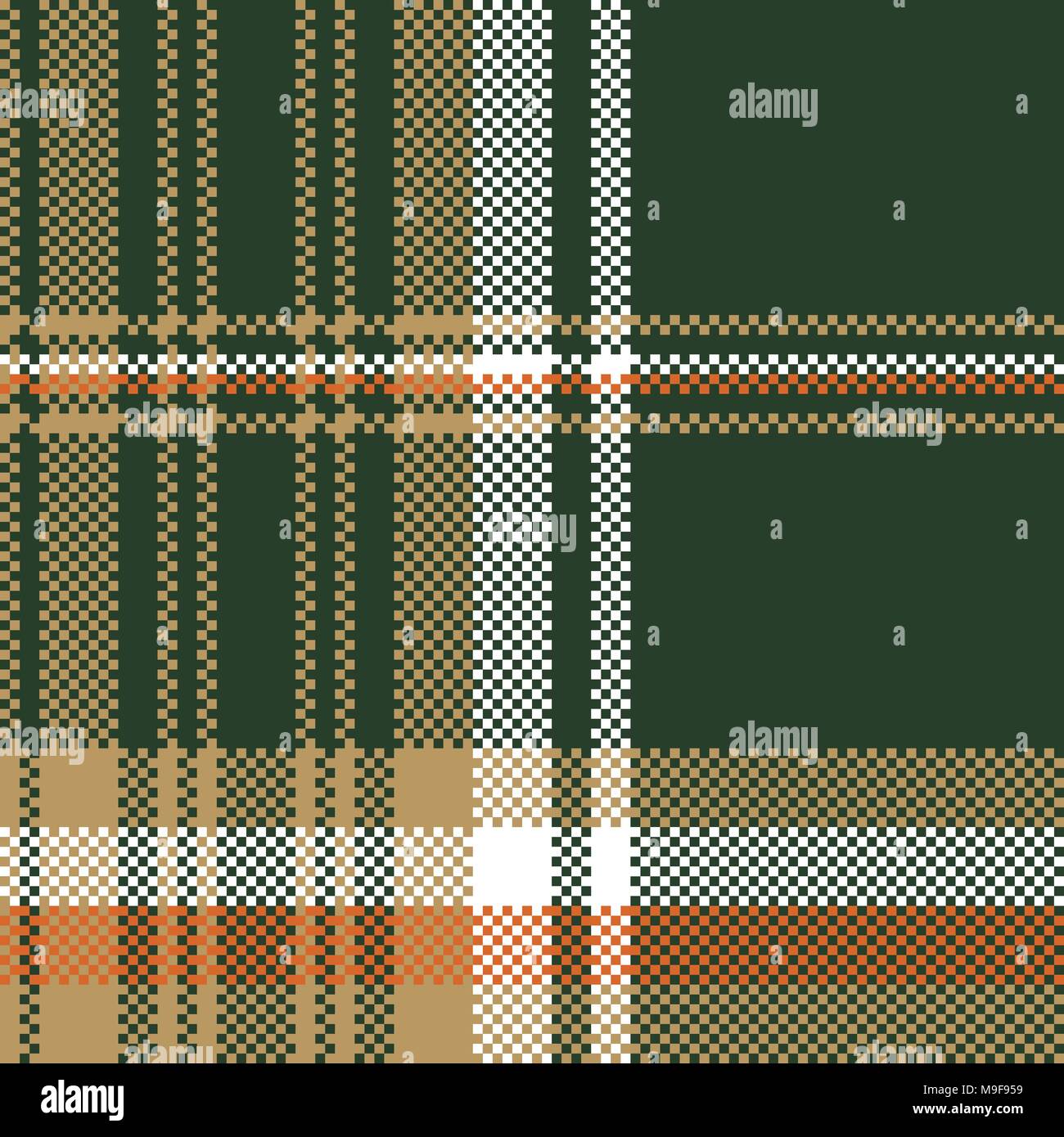 Green pixel plaid fabric seamless pattern. Vector illustration Stock ...