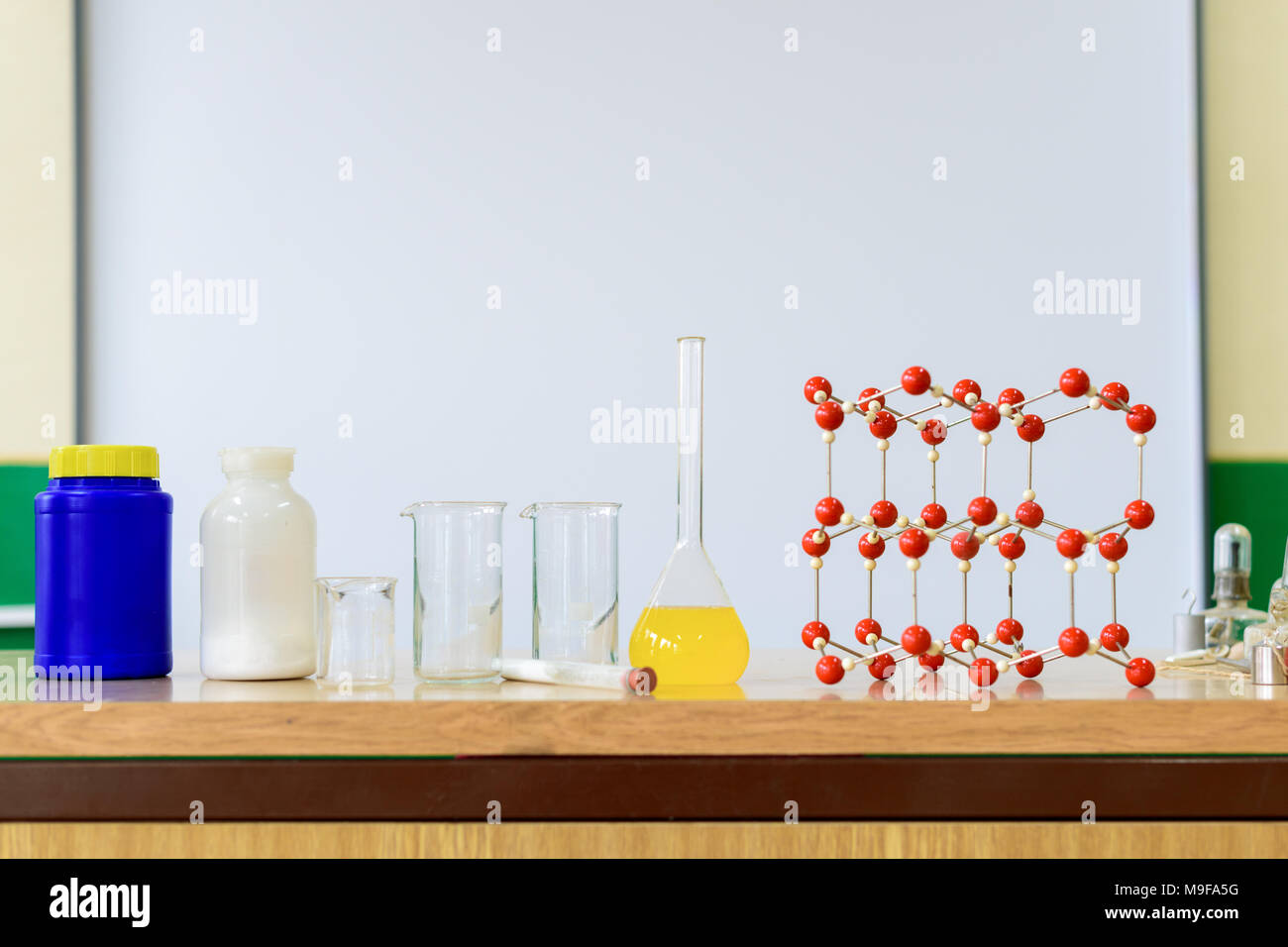 Chemistry Glassware With Liquid Formula And Molecular Structure