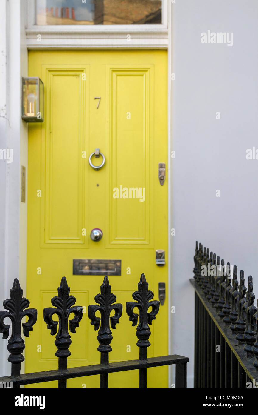Yellow Door, No. 7, British, London Architecture, Primrose Hill, London UK Stock Photo