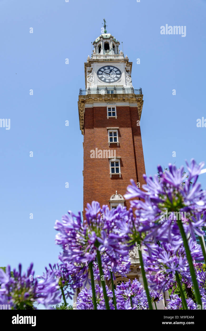 Buenos Aires Argentina,Retiro,Torre Monumental,Torre de los Ingleses,clock tower,Palladian style architecture,park,garden,flowers,Hispanic,ARG17112815 Stock Photo