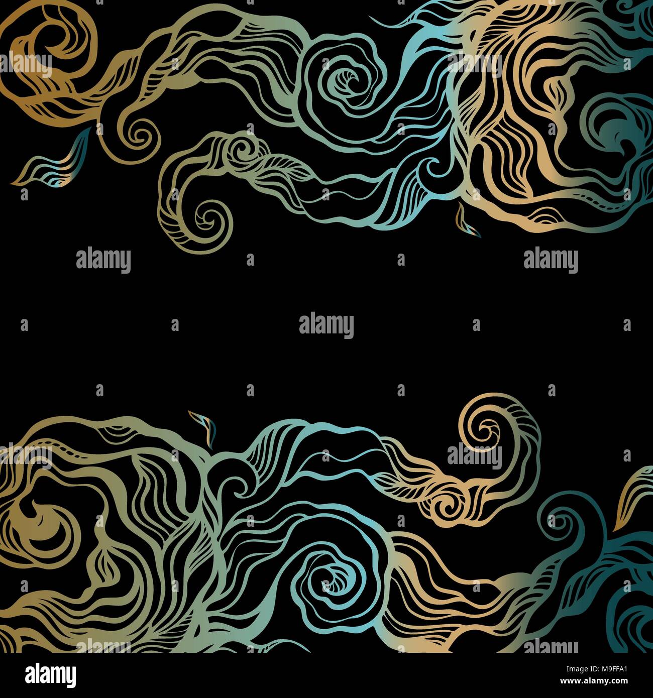 Hand drawn Blue water wave, abstract Sea background Stock Vector Image ...