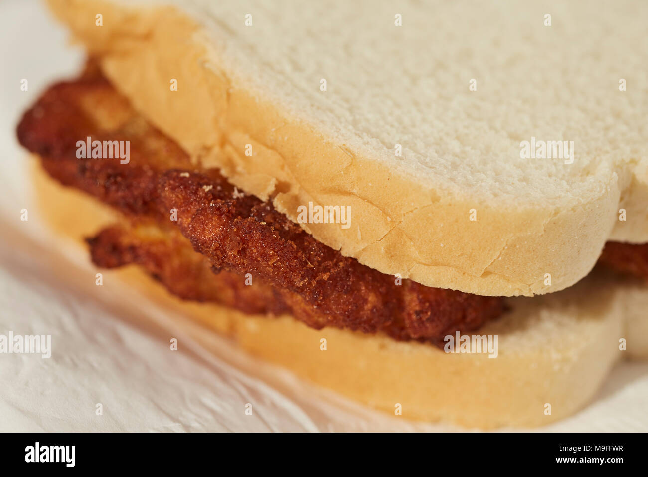 A fried oyster sandwich. Traditional food and presentation from Pennsylvania, USA Stock Photo