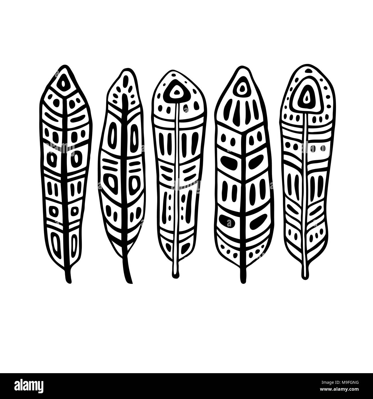 Vintage Feather vector set Stock Vector Image & Art - Alamy