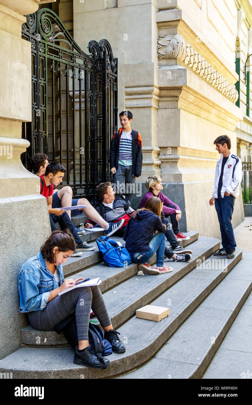 Buenos Aires Argentina,Bolivar Street,Colegio Nacional,National School,public high school,boy boys,male kid kids child children,girl girls,female,teen Stock Photo