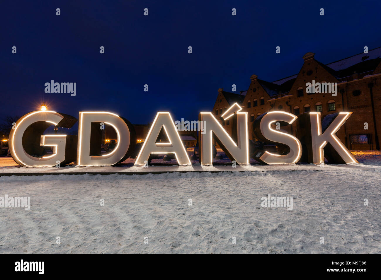 Gdansk sign in the old town. Gdansk, Pomerania, Poland Stock Photo - Alamy