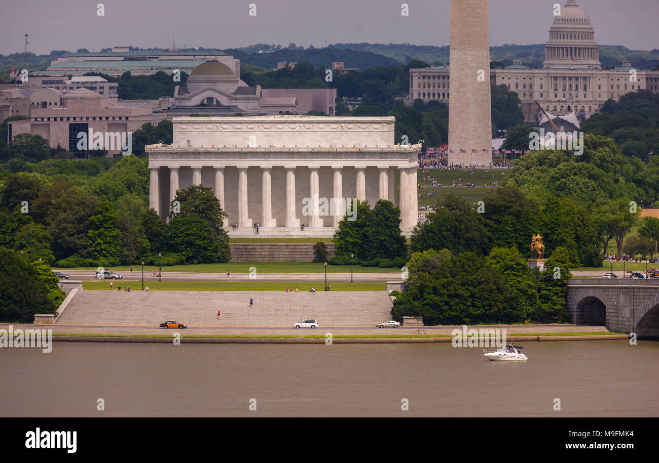 WASHINGTON, DC, USA - Lincoln Memorial and the Potomac RIver. Stock Photo