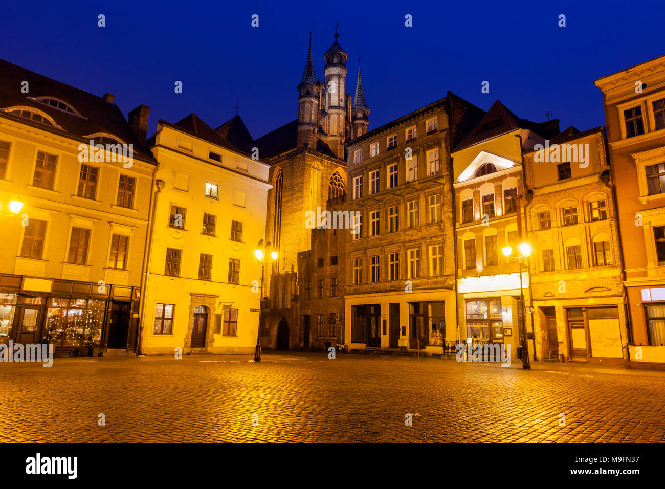 Old Town of Torun at night. Torun, Kuyavian-Pomeranian Voivodeship, Poland. Stock Photo