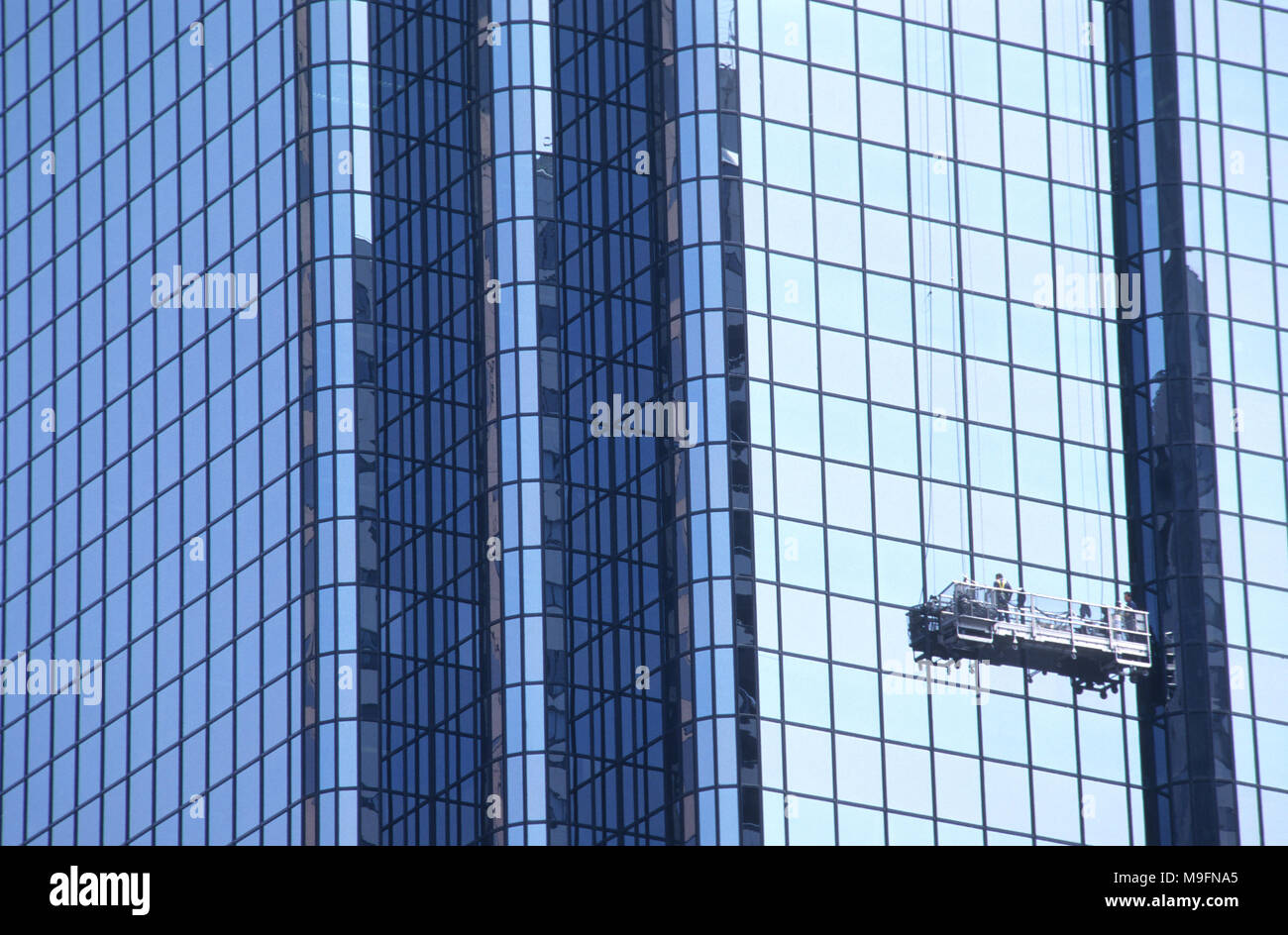 Window washers on a skyscraper in downtown Boston, Massachuetts, USA
