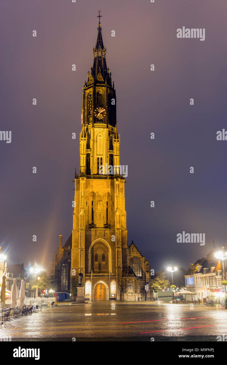 New Church in Delft at evening. Delft, South Holland, Netherlands. Stock Photo