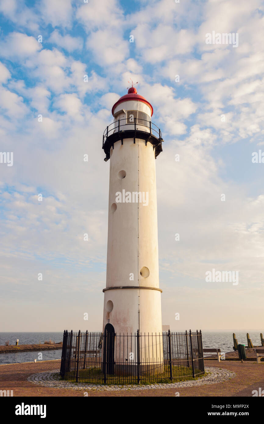 Hellevoetsluis Lighthouse in Netherlands. Hellevoetsluis, South Holland, Netherlands. Stock Photo