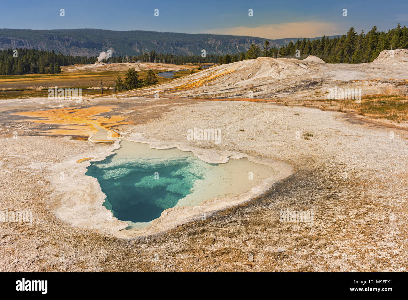 Celestine Pool Hot Springs on the Fountain Paint Pot Nature Trail Yellowstone National Park Wyoming United States Stock Photo