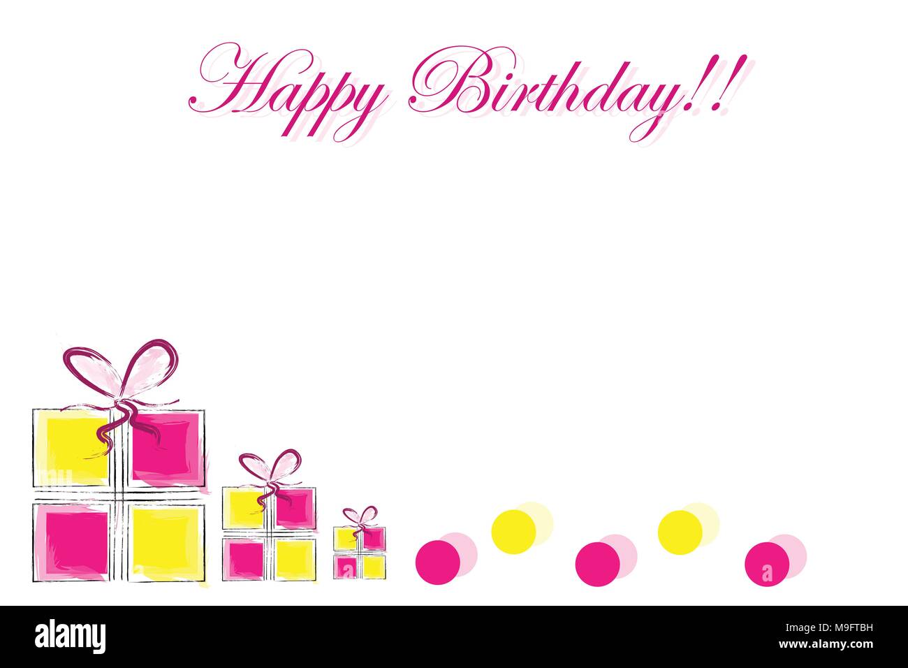 happy birthday card with gift boxes and polka dots vector - blank