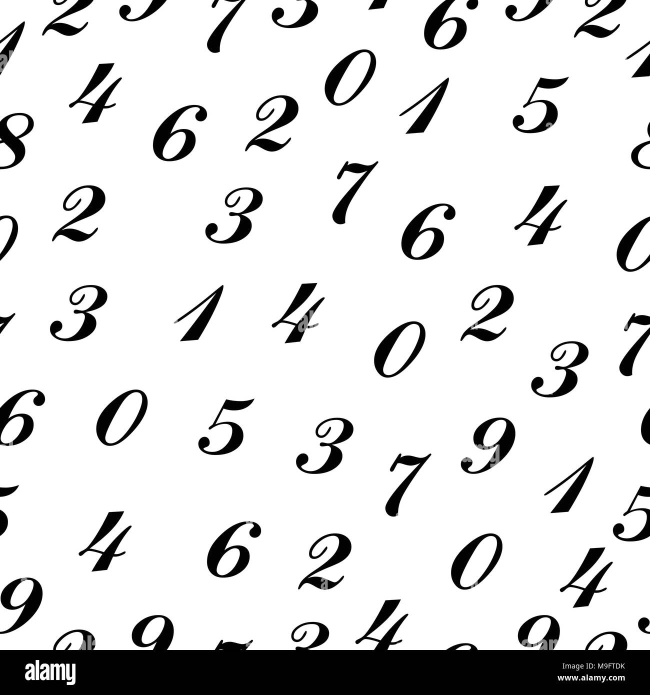 seamless pattern vector with black numbers isolated on white background