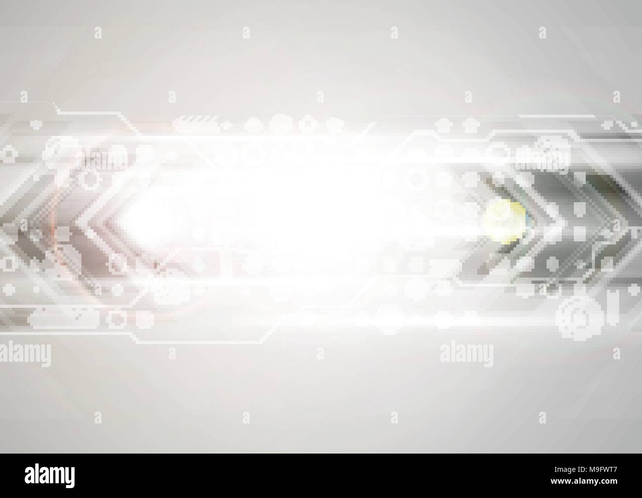 Shiny grey abstract technology background with lens flare effect