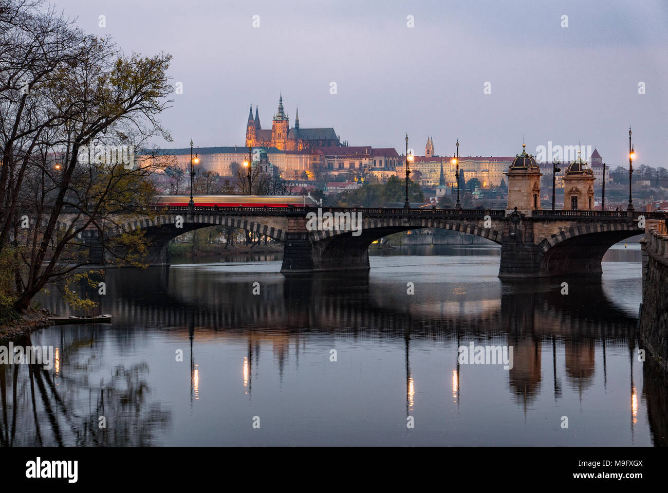 Scenic View Of Bridges On The Vltava River And Historical Center Of 