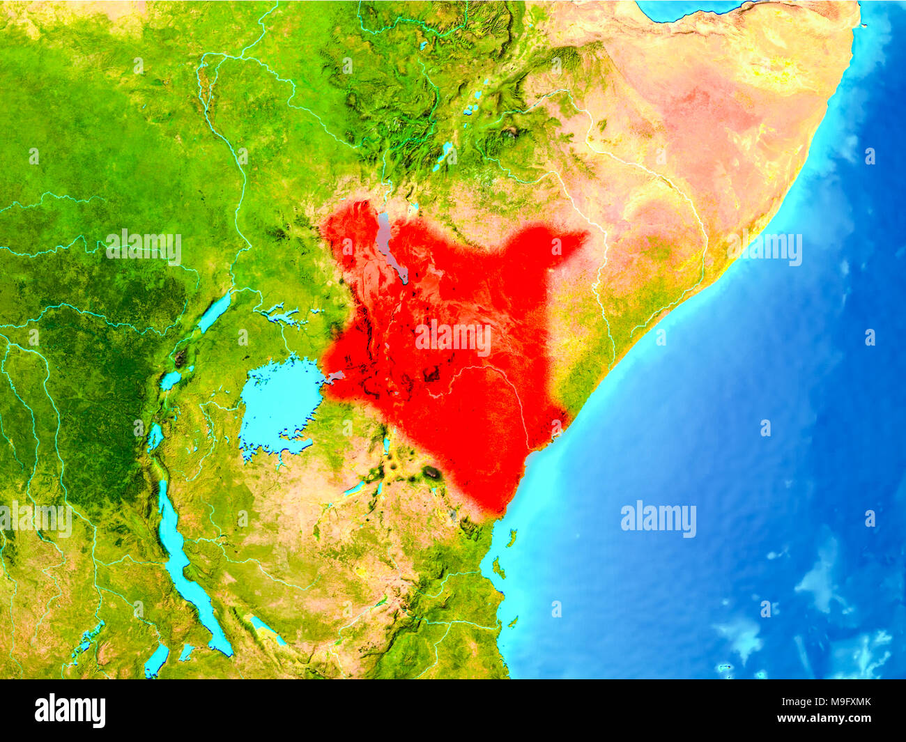 Map Of Africa Kenya Highlighted Hi Res Stock Photography And Images Alamy Kenya Highlighted In Red On Planet Earth 3d Illustration Elements Of This Image Furnished By Nasa M9FXMK 