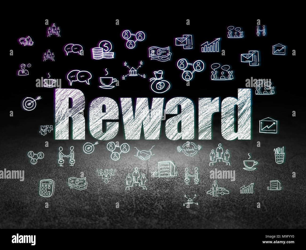Business concept: Reward in grunge dark room Stock Photo - Alamy