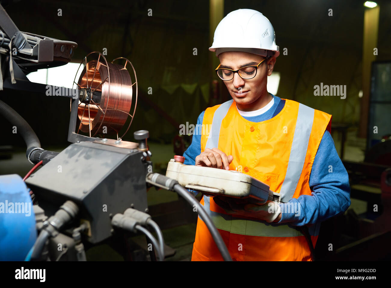 Middle-Eastern Engineer at Plant Stock Photo