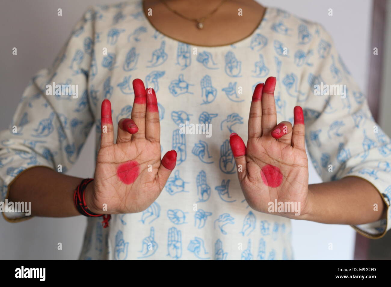 mudra or hand gesture used in indian classical dance Stock Photo