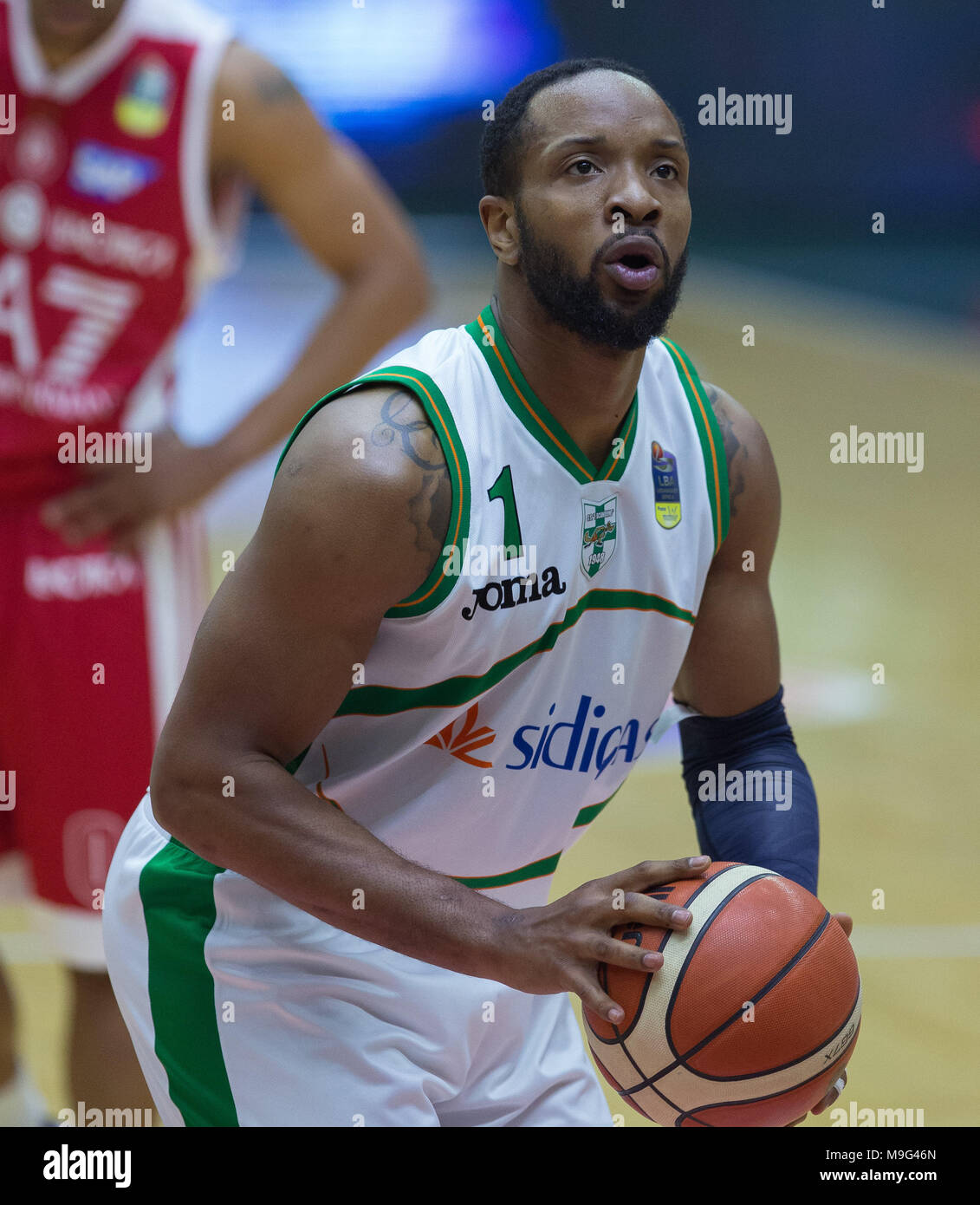 Avellino, Campania, Italy. 25th Mar, 2018. Wells Dezmine #1 of Scandone  handles the ball during the LegaBasket of Serie A match between Scandone Sidigas  Avellino and EA7 Emporio Armani Milano at Pala