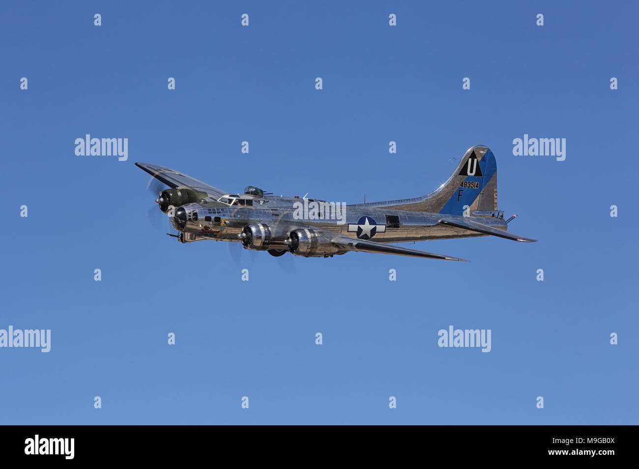 Lancaster, USA. 25th Mar, 2018. A B-17G Flying Fortress, named “Sentimental Journey”, flies by at the Los Angeles County Air Show. Credit: Kilmer Media/Alamy Live News Stock Photo