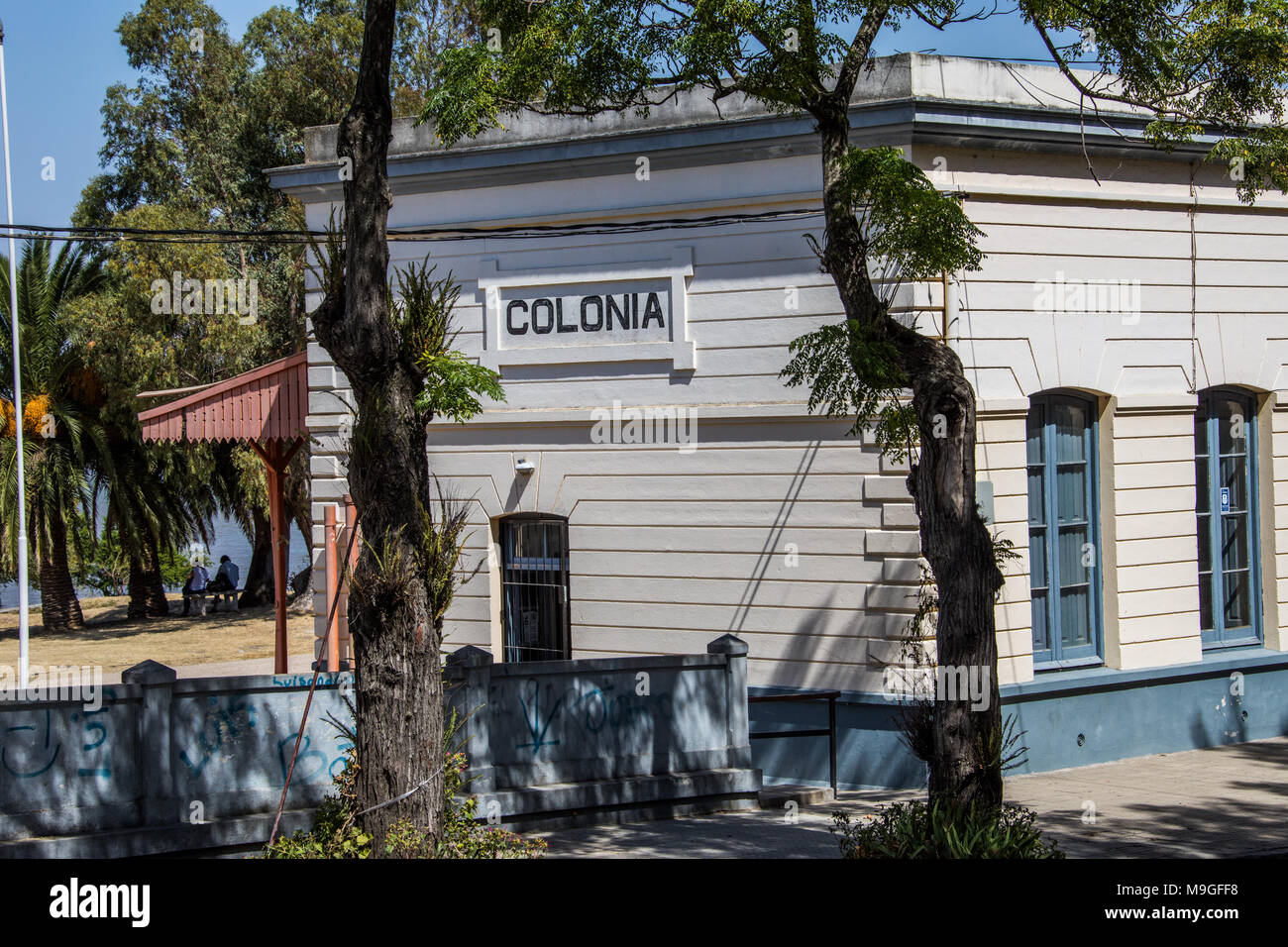 Historic Colonia Train Station, Colonia del Sacramento, Uruguay Stock
