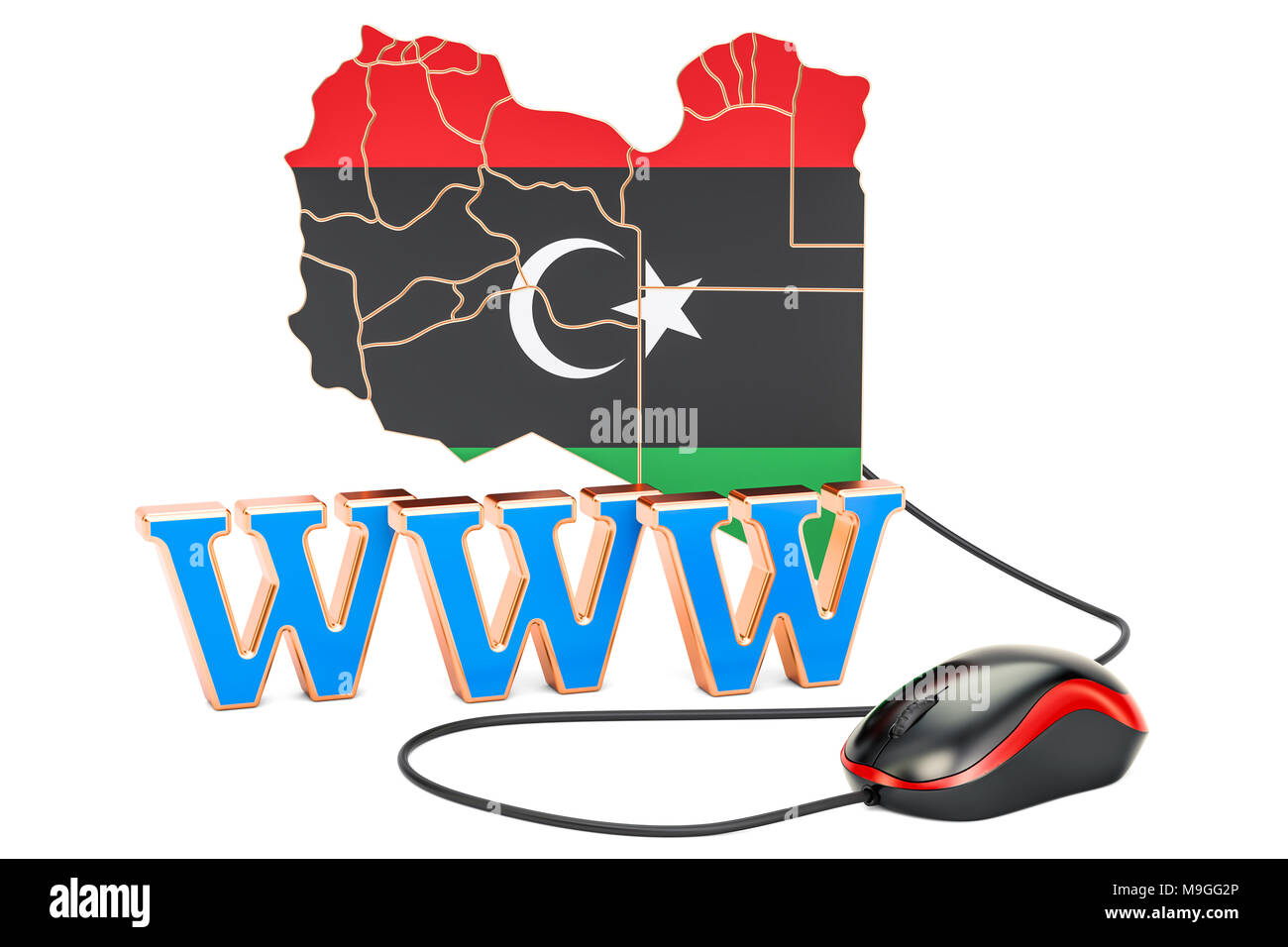 Internet connection in Libya concept. 3D rendering isolated on white ...