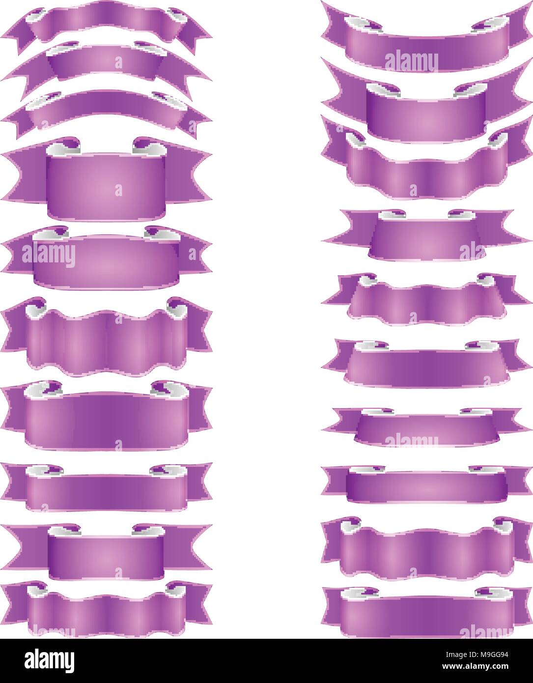 Compiled Ribbon Color Violet isolated vector colored satin ribbons set - purple and violet Stock ...