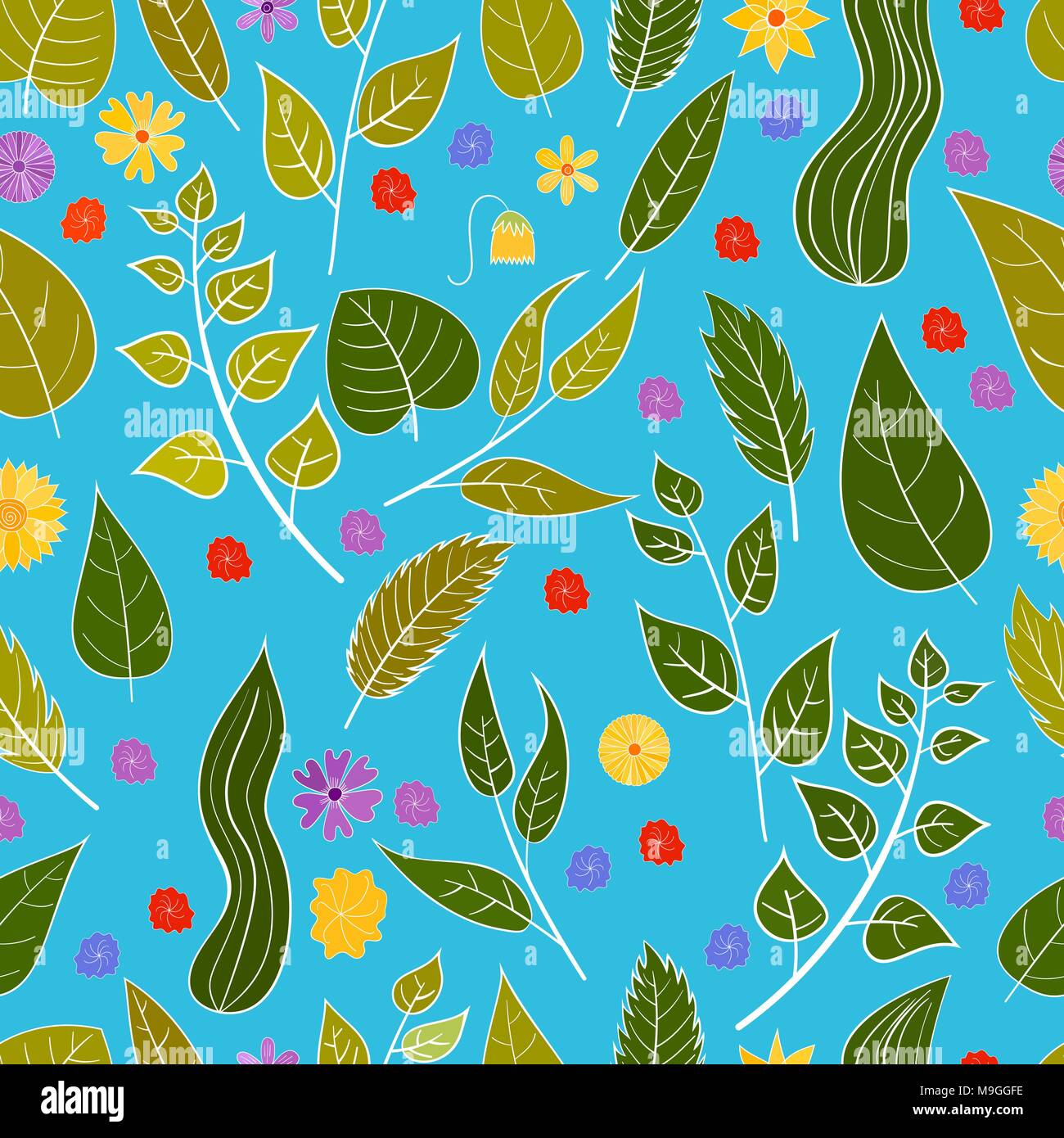 hand drawn vector floral seamless pattern Stock Vector Image & Art - Alamy