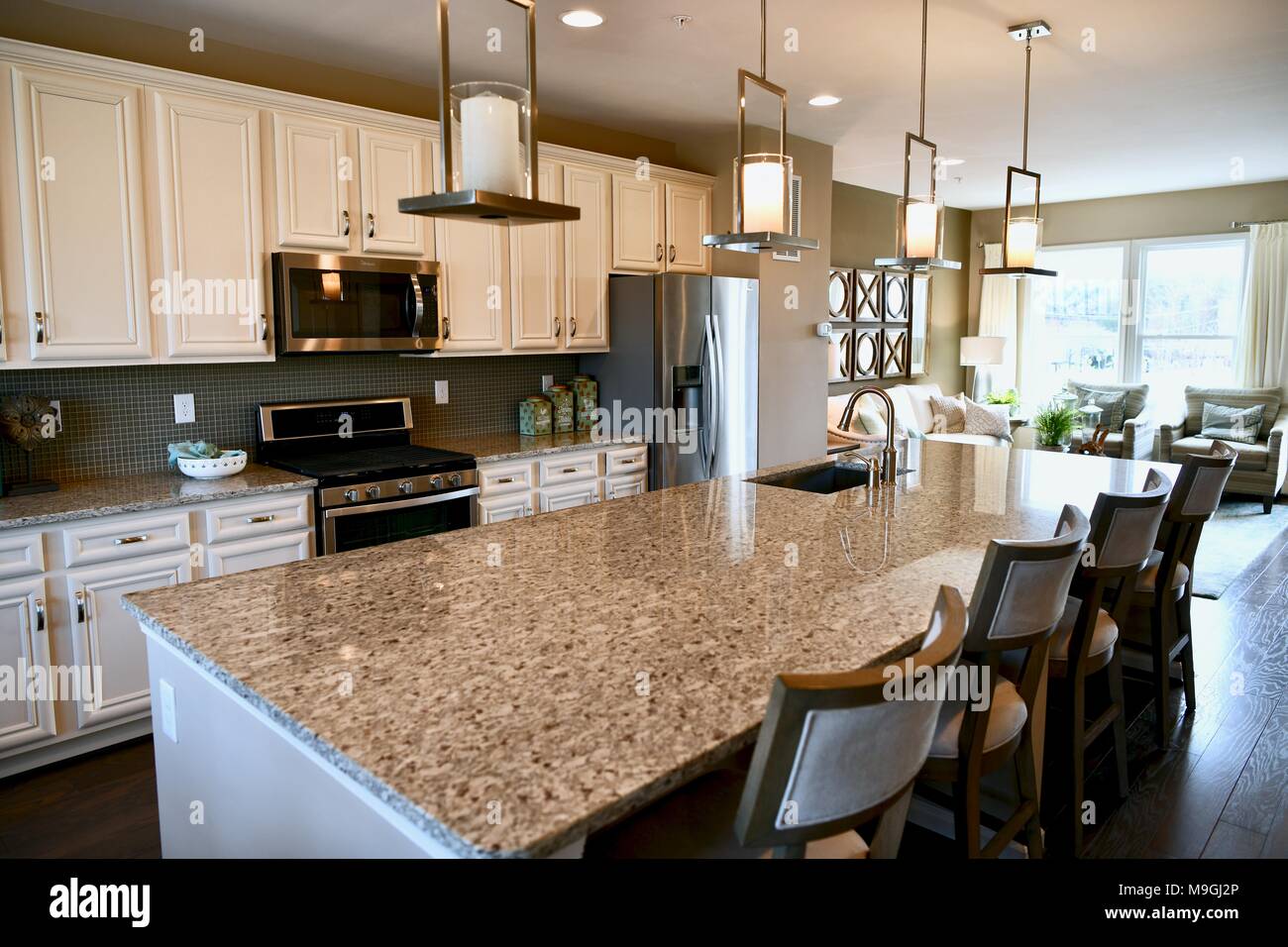 Kitchen view inside modern home, USA Stock Photo Alamy