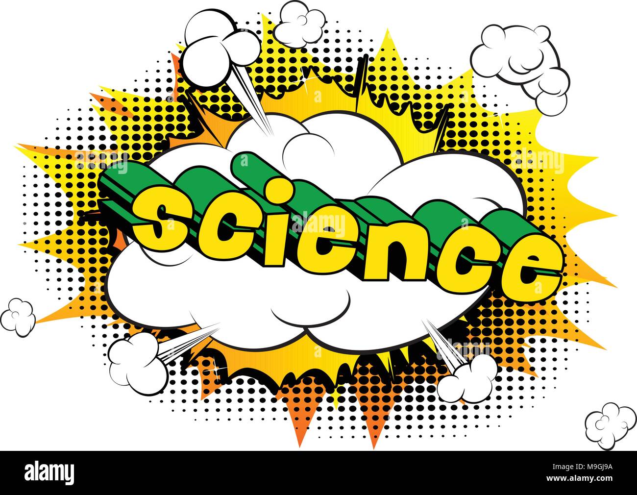 Science - Comic book style phrase on abstract background. Stock Vector