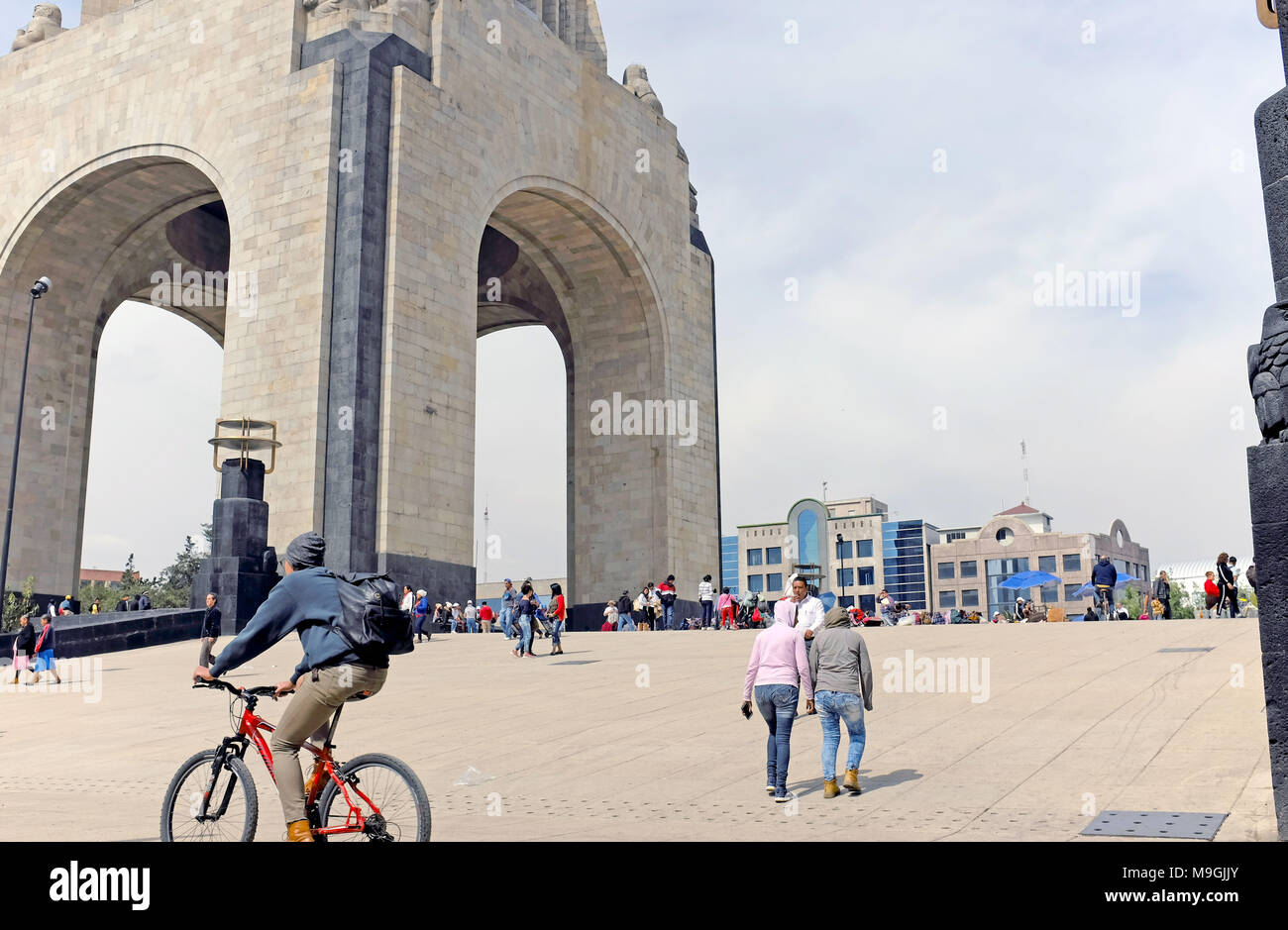 The Plaza de la Republica in Mexico City, Mexico is a pedestrian-friendly area popular for those visiting the Monumento a la Revolucion in its center Stock Photo