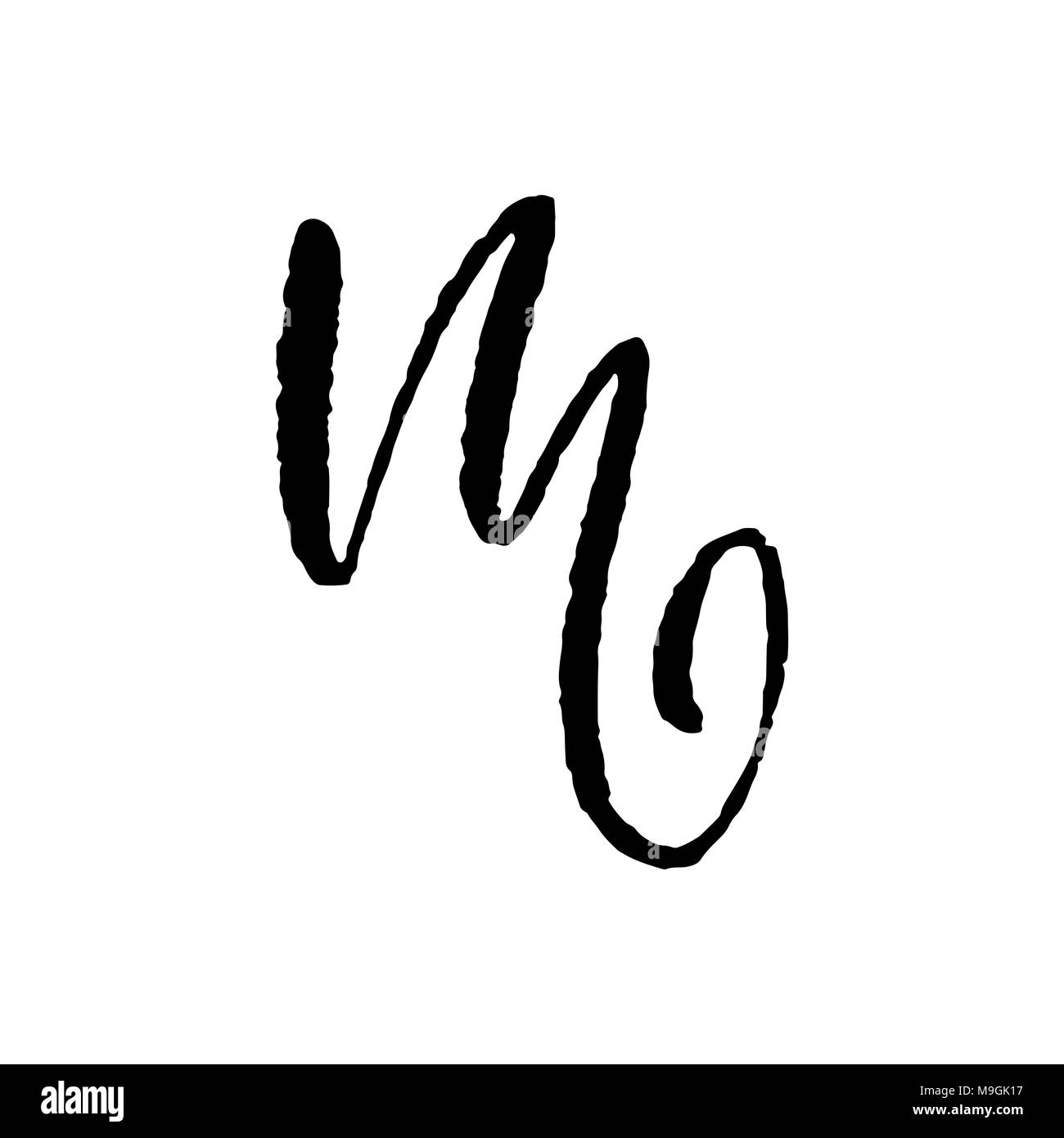 Letter M Handwritten By Dry Brush Rough Strokes Textured Font
