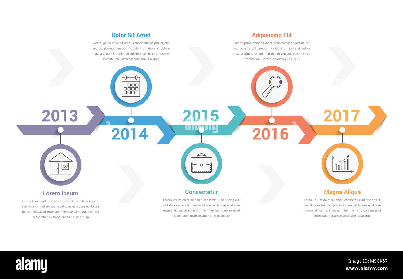 Timeline infographics template with arrows, workflow or process diagram ...