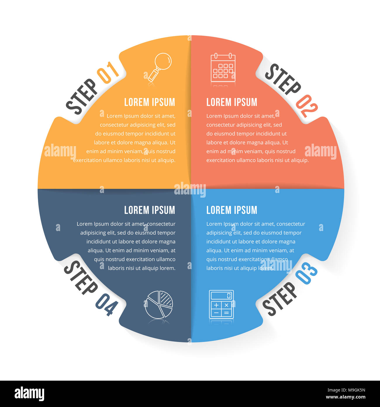 Circle infographic template with four elements, steps or options ...