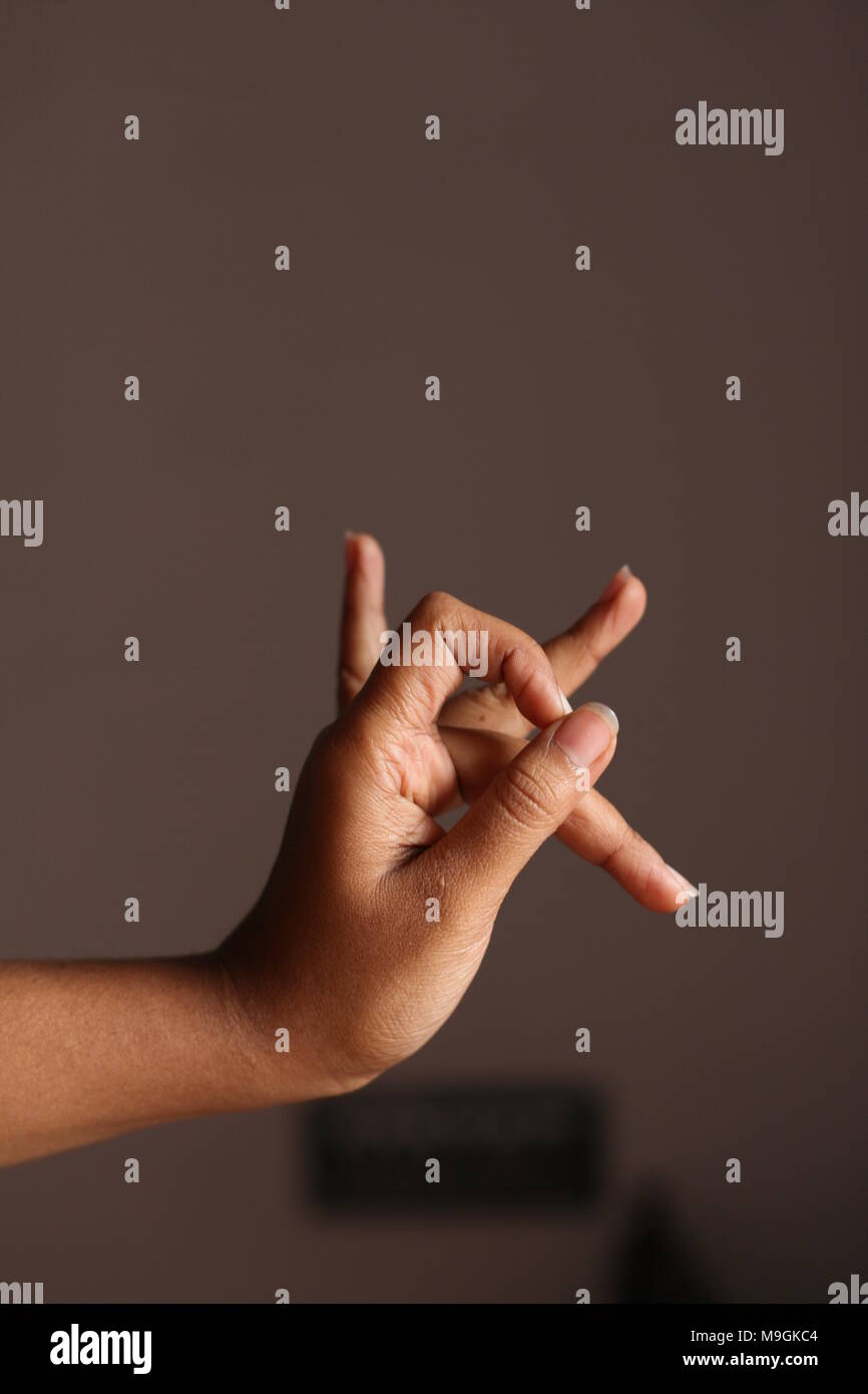 mudra or hand gesture used in indian classical dance Stock Photo