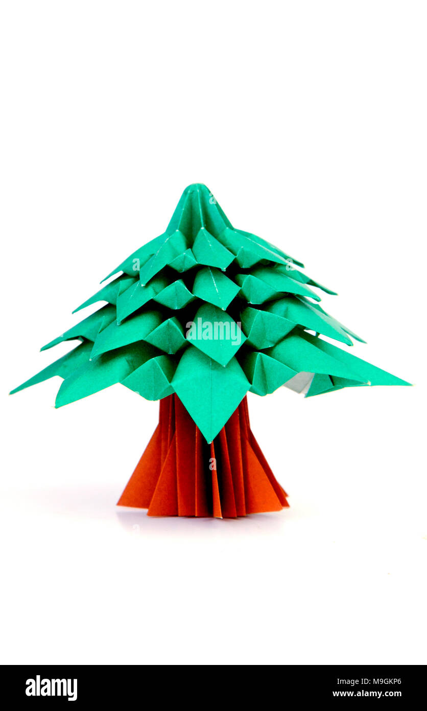 Picture of an Origami xmas tree on white background Stock Photo - Alamy