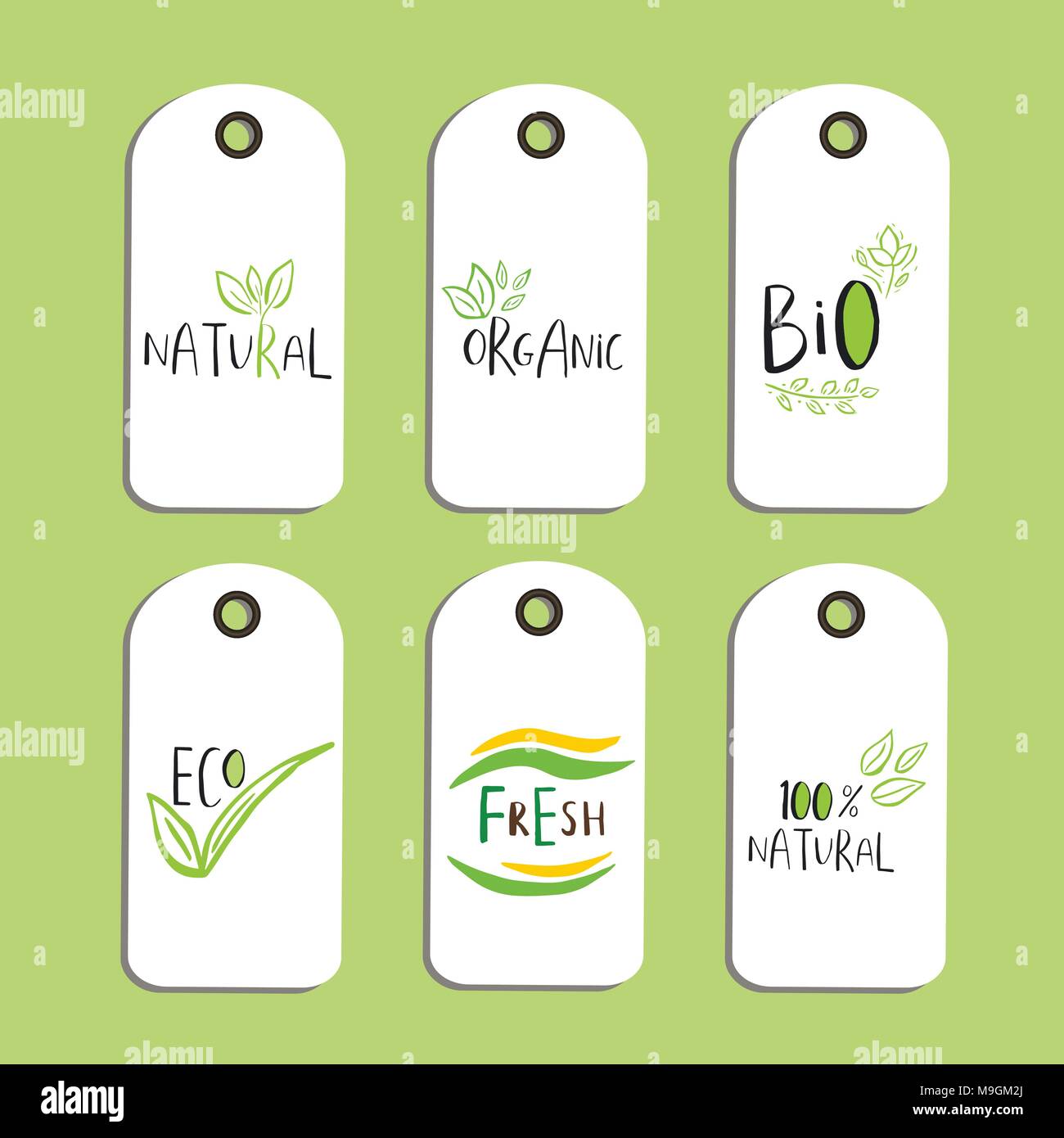 Set of Vector eco badge or tag, bio green logo. Vegan sign for cafe ...