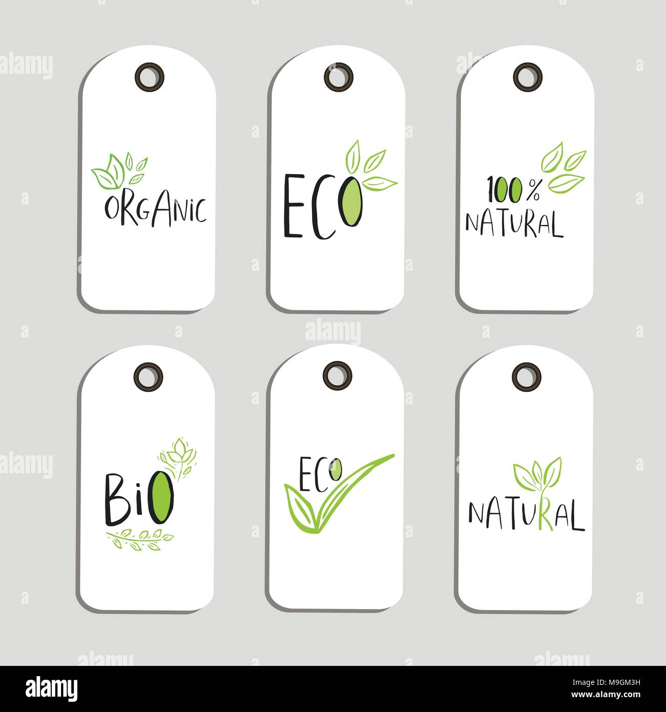 Set of Vector eco badge or tag, bio green logo. Vegan sign for cafe ...