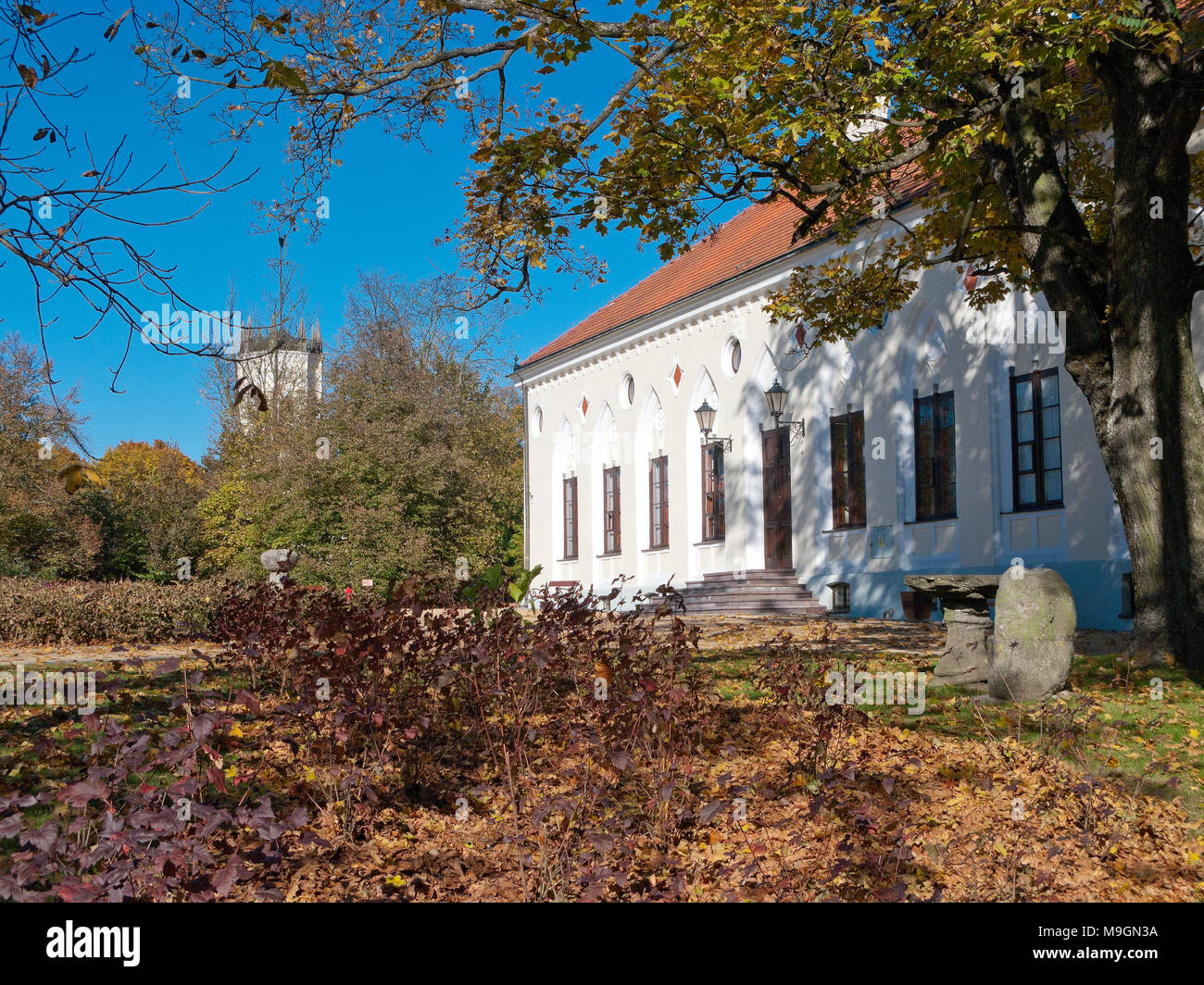 Outbuilding of the Krasinski mansion. Museum of Romanticism. Opinogora, Mazovian province, Poland, Europe. Stock Photo