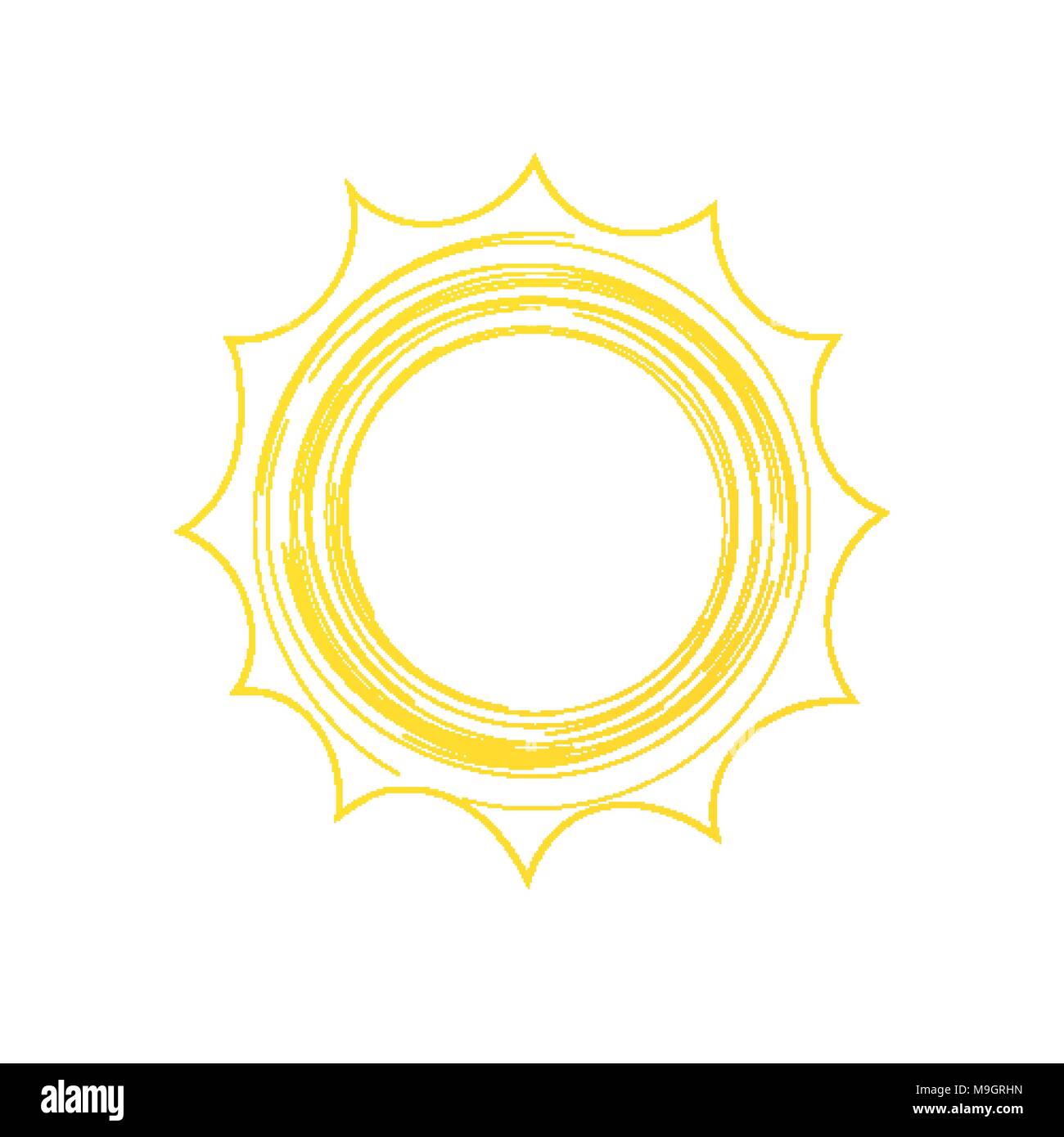 Outlined sun doodle illustration on white background Stock Vector Image ...