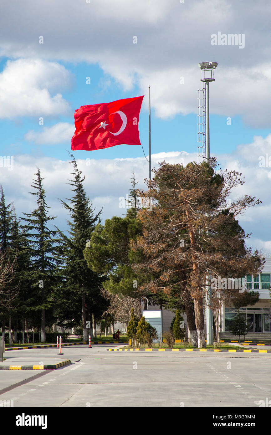 A Large Turkish Flag on the Turkey - Bulgaria Border Stock Photo